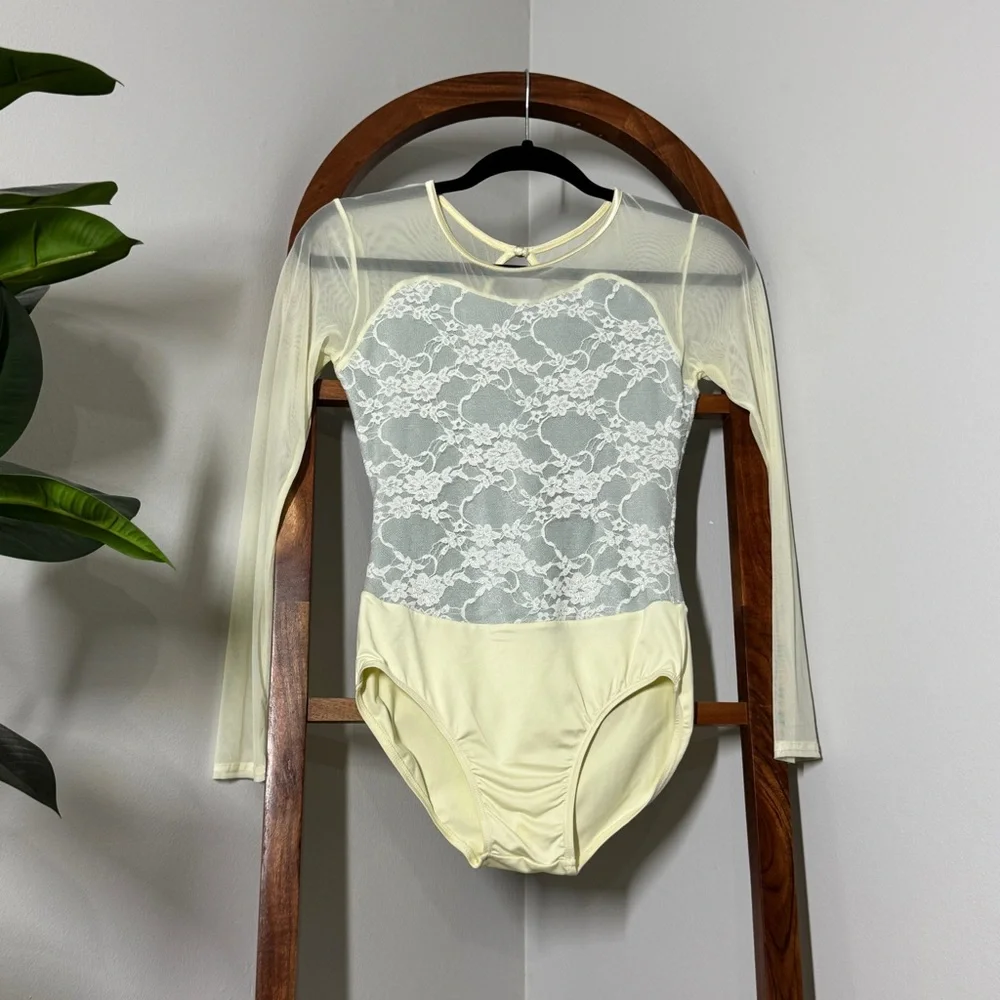 Weissman XXL CHILD Ivory Lace Music Box Dance Costume Leotard Style 8298